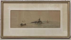 MARKES Albert Ernest 1865-1901,estuary shipping scene,Keys GB 2023-01-20