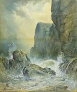 MARKES Albert Ernest 1865-1901,Waves breaking at the Cliff Foot,David Duggleby Limited GB 2019-03-15