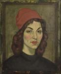 MARKIEL Jacques 1911-2006,Portrait d'une jeune femme au bonnet rouge, dans ,1950,Etienne de Baecque 2023-04-12