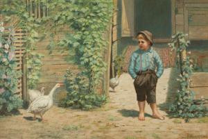 MARLATT HAMILTON 1867-1929,Boy with Geese,1893,Cottone US 2022-05-05