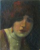 MARNEFFE Ernest 1866-1921,Tête de jeune femme de face,Lhomme BE 2012-10-06