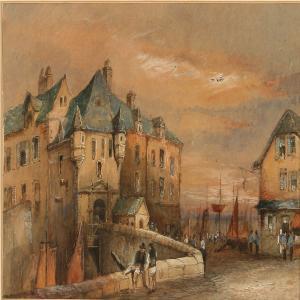 MARNY Paul 1829-1914,View from a fishing town,Bruun Rasmussen DK 2011-06-27