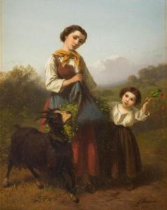 MAROHN Ferdinand 1839-1842,Young female shepherd with child,Hargesheimer Kunstauktionen 2020-09-12