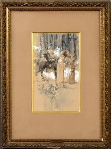 MAROLD Ludwig Ludek 1865-1898,figures and horse amongst trees,Ashbey's ZA 2022-07-11