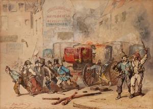 MAROTIN FERDINAND 1800-1850,FRENCH REVOLUTION SCENE PLACE DU CARROUSEL,1848,Renascimento 2015-05-06