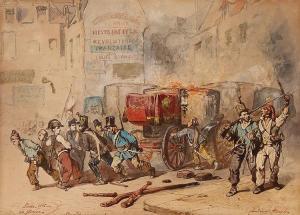 MAROTIN FERDINAND 1800-1850,FRENCH REVOLUTION SCENE PLACE DU CARROUSEL,1848,Renascimento 2016-06-21