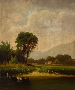 MARPLE William Lewis 1827-1910,Boat at rest with farmhouse in the distance, near ,Bonhams 2021-11-23