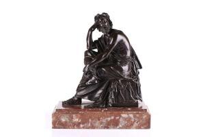 MARQUESTE Laurent Honoré 1848-1920,figure of a seated Zeus,Dawson's Auctioneers GB 2022-05-26