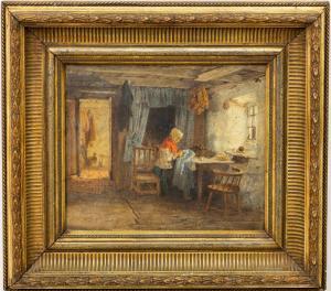 MARQUIS James Richard 1830-1885,Irish Cottage Interior with Lady at W,1868,Fonsie Mealy Auctioneers 2022-03-23