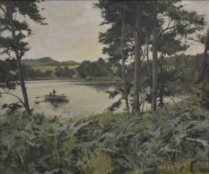 MARRIOTT BURTON HARRY 1882-1979,landscape with fishermen on a lake,1983,Gilding's GB 2019-02-19