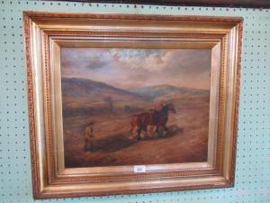 Marsden W,two working horses with plough in landscape,20th century,Charles Ross GB 2017-09-23