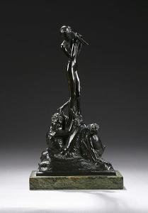 MARSDEN Walter,A patinated bronze figure group of a Muse and Satyrs,1928,Bonhams GB 2005-12-09