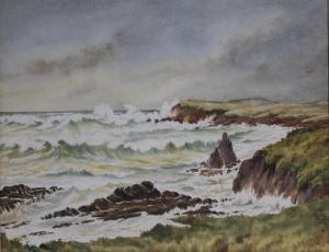 MARSH Anne Steele 1901-1995,Stormy Sea (battered rocks),1976,Theodore Bruce AU 2016-06-26