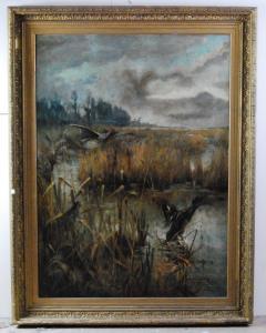 MARSH Charles F 1800-1900,Ducks on the marshes,1898,Lacy Scott & Knight GB 2020-03-21