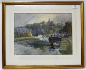 MARSH Eva 1900-1900,A continental river scene,Mallams GB 2017-03-13