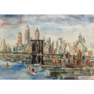 MARSH Reginald 1898-1954,A VIEW OF THE BROOKLYN BRIDGE AND LOWER MANHATTAN,1938,Sotheby's 2009-09-30