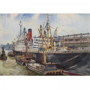 MARSH Reginald 1898-1954,OCEAN LINER WITH A RED SMOKE-STACK,1937,Sotheby's GB 2009-09-30