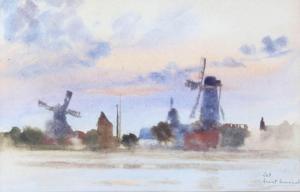 MARSHALL Herbert Menzies 1841-1913,study of windmills,Denhams GB 2018-02-28