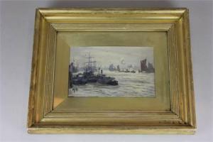 MARSHALL Hubert E 1920,Ships in a harbour,Henry Adams GB 2015-09-03