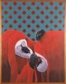 MARSHALL LANZ,Two monkeys in red robes grooming,Dargate Auction Gallery US 2009-05-01