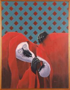 MARSHALL LANZ,Two monkeys in red robes grooming,Dargate Auction Gallery US 2009-05-01