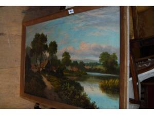 MARSHALL R.P,River landscape with figure on a track and distant,Lawrences of Bletchingley 2009-09-08