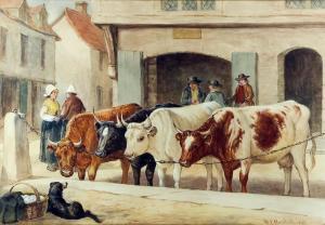 MARSHALL William Elstob 1859-1880,Market Square Conversations,1887,Canterbury Auction GB 2019-04-09