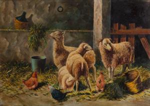 MARSIGLIA Filippo 1790-1863,Ovile con pecore e galline,1900,Trionfante IT 2017-03-09