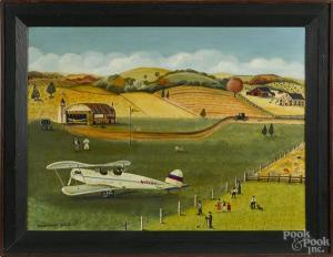 MARSTON Jeanne 1900-2000,Landscape with an airport,Pook & Pook US 2015-04-27