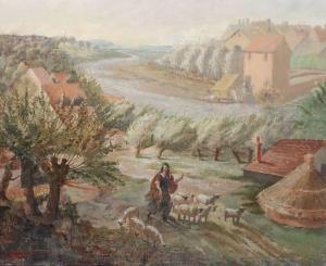 MARSTON Reginald St. Clair 1886-1943,Shepherdess in a landscape,1932,Gorringes GB 2020-12-08
