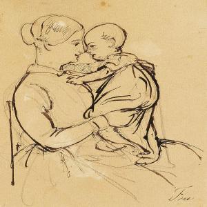 MARSTRAND Wilhelm 1810-1873,Mother and child playing,Bruun Rasmussen DK 2012-02-28