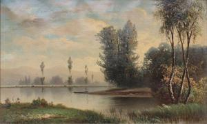 MARSZEWSKI Józef 1825-1883,Paysage lacustre,1870,Lombrail - Teucquam FR 2020-02-29