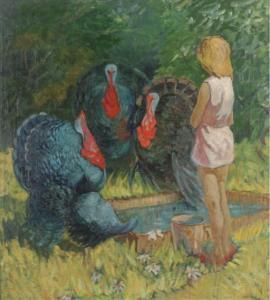 MARTAKOVA 1912,A young girl with turkeys in a farmyard,Christie's GB 2005-10-05