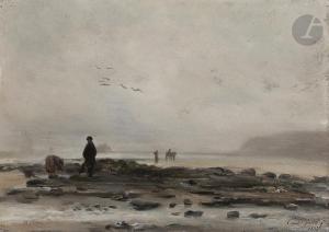 MARTEL Emile 1800-1900,Pêche au coquillage en mer du Nord,1883,Ader FR 2021-10-29