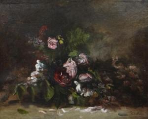 MARTEL Emile 1800-1900,still-life of flower and roses with foliage,19th,Rogers Jones & Co 2018-06-01