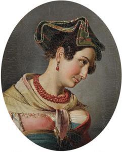 MARTENS Hans Ditlev Christian 1795-1864,Portrait of a Roman woman,1829,Bruun Rasmussen DK 2024-01-15