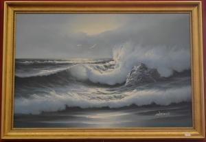 MARTENS,Martens Seascape signed oil on canvas, framed.,Bamfords Auctioneers and Valuers 2017-08-02
