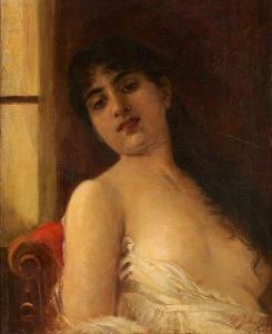 MARTENS Willem Johannes 1838-1895,Portrait de jeune femme,Horta BE 2021-06-21