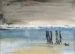 MARTIN Aimée 1899-1995,Promenade sur la Plage,1971,Galerie Moderne BE 2011-04-05