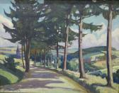 MARTIN Alfred 1888-1950,La route bordée de pins,Conan-Auclair FR 2019-10-17