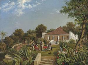 MARTIN C.J 1800-1800,merchants on a lawn, Rio de Janeiro, a glimpse of ,1851,Christie's 2014-10-30