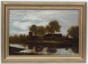 MARTIN D,A river landscape with church, cottages and figure,Dickins GB 2016-04-09