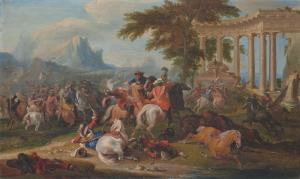 MARTIN DES BATAILLES Jean Baptiste 1659-1735,UNE ESCARMOUCHE ; UN GROUPE DE SOLDATS SOIG,Christie's 2020-06-19