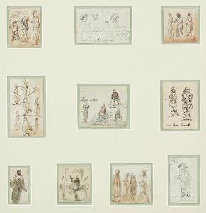 MARTIN Elias 1739-1818,Tio stycken samramade teckningar med motiv av livf,Uppsala Auction 2021-06-15
