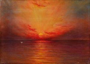 MARTIN ERNEST W,Seascape at sunset,1919,Mallams GB 2015-10-07