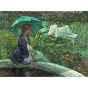 Martin H 1900-1900,Female with a parasol seated in a garden,Eastbourne GB 2018-11-03