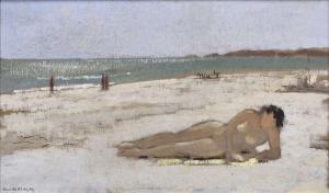 MARTIN Henri André 1918-2004,Nu allongé sur la plage,Conan-Auclair FR 2022-12-17