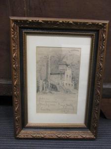 MARTIN J 1600-1700,sketch of a chateau,1993,Cheffins GB 2019-01-24