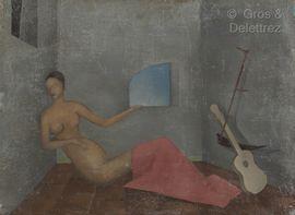 MARTIN Jean 1905-1991,Femme nue allongée à la guitare,Gros-Delettrez FR 2021-10-22