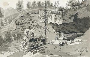 MARTIN Martin 1792-1865,Zwei Wanderer unter Felsvorsprung,Winterberg Arno DE 2017-05-13